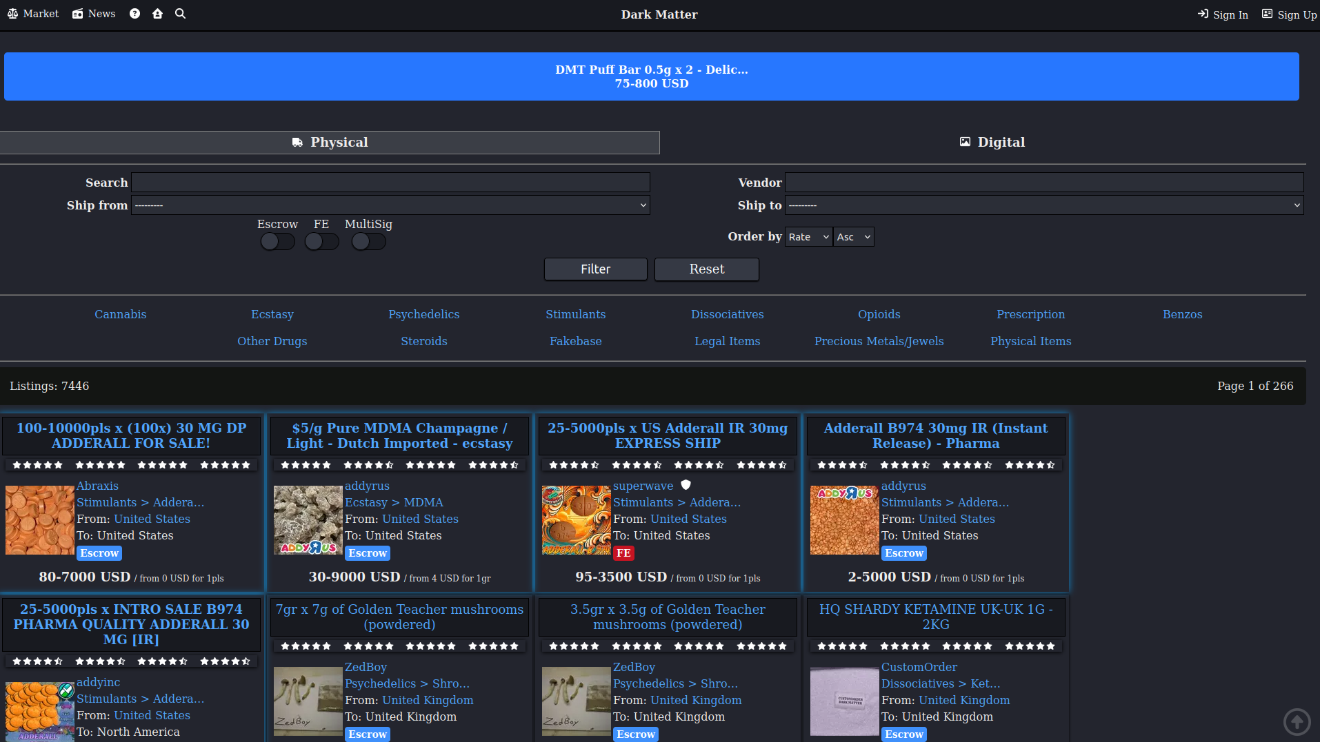 Dark Matter Market Front Page